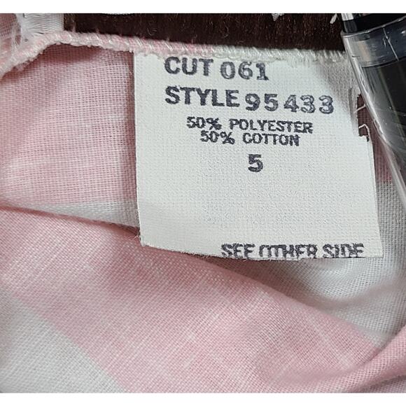 Vintage 1980's Pink/ White Striped Cap Sleeve Blouse Women's Size 5 Rare - Picture 8 of 12